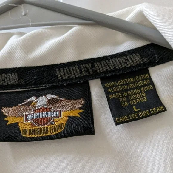 Harley Davidson Ladies White Sleeveless Cotton Vest with Eagle Applique on Back - Picture 3 of 4